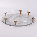 Custom High Transparent Acrylic Luxury Nordic Food Serving Trays Gold Handle 10mm Thick Multi-Purpose Color Design NewStar
