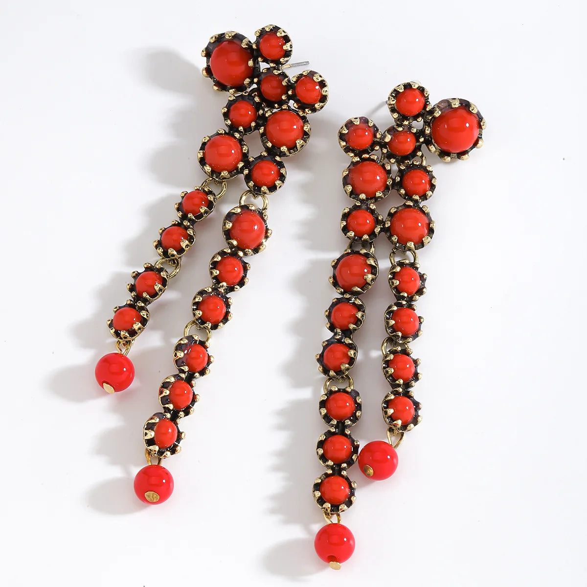 ZA Colorful Metal Resin Stone Drop Earrings for Women Geometric Circular Spliced Tassel Hanging Earrings