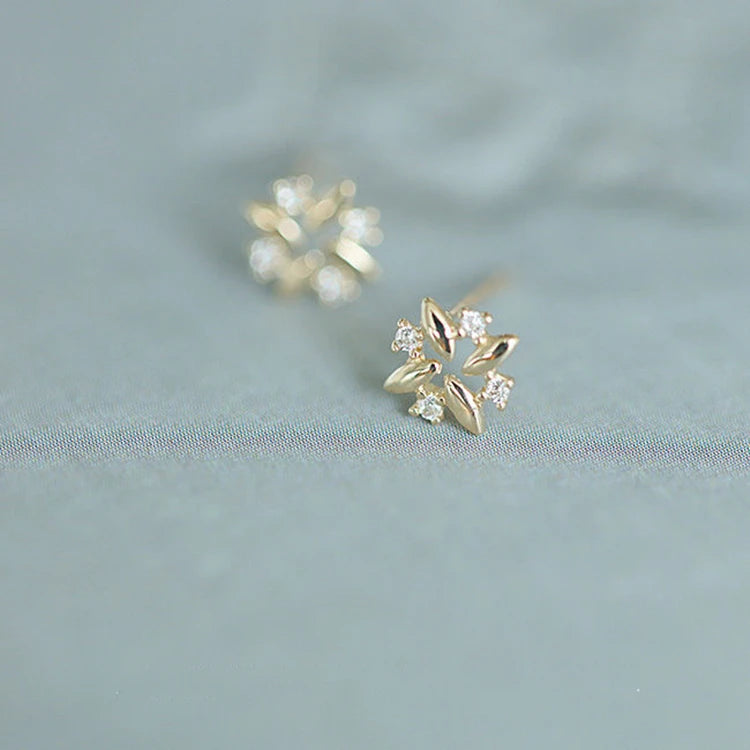 Earrings Flowers Sterling Silver Zircon Earrings Fashion Windmill Earrings
