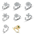 G252 8 Styles Rotate Freely Rings Anxiety Snowflake Umbrella Flower Zircon Adjustable Women Ring