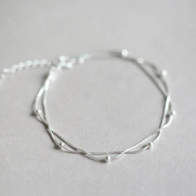 Wholesale Custom Designer Fashion Silver Plateed Beads Copper Silver Plated Simple Double Layered Women Bracelet Jewelry