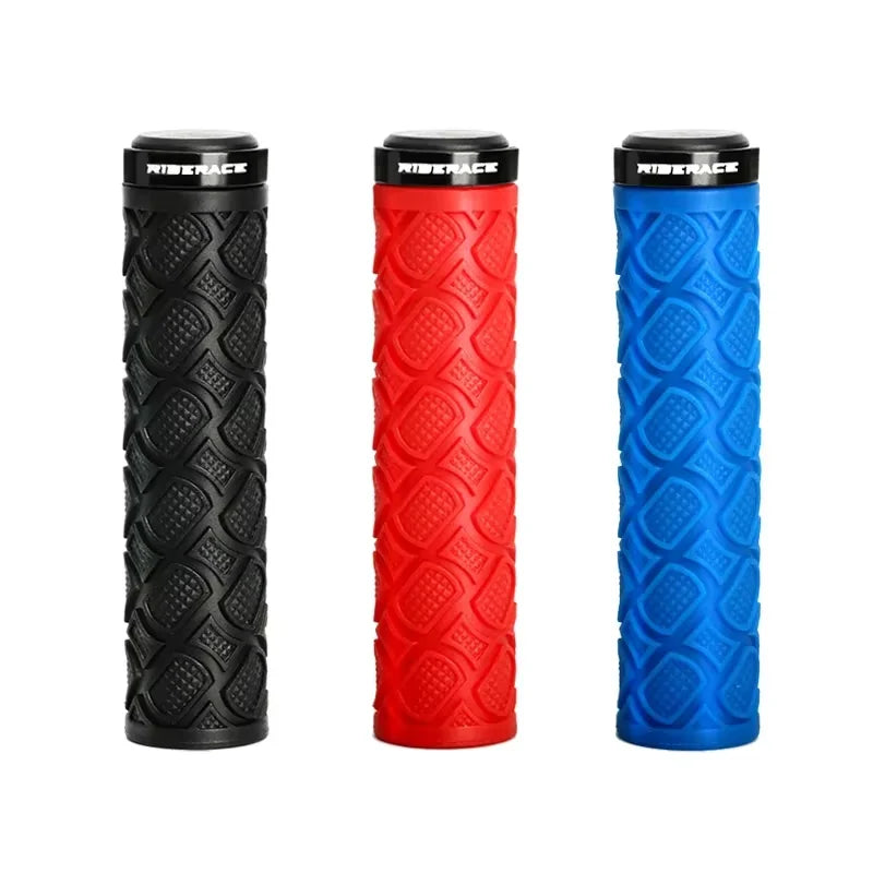 Riderace Bicycle Grips Ergonomic Shock Absorption Single-Sided Lock Ring Mountain Bike Handlebar Grips Rubber MTB Accessories