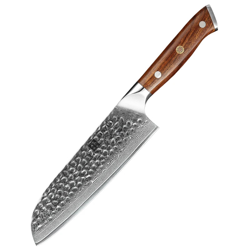 Professional Kitchen Santoku Knife 67 Layers Damascus Steel with Natural Desert Ironwood MegaBDM