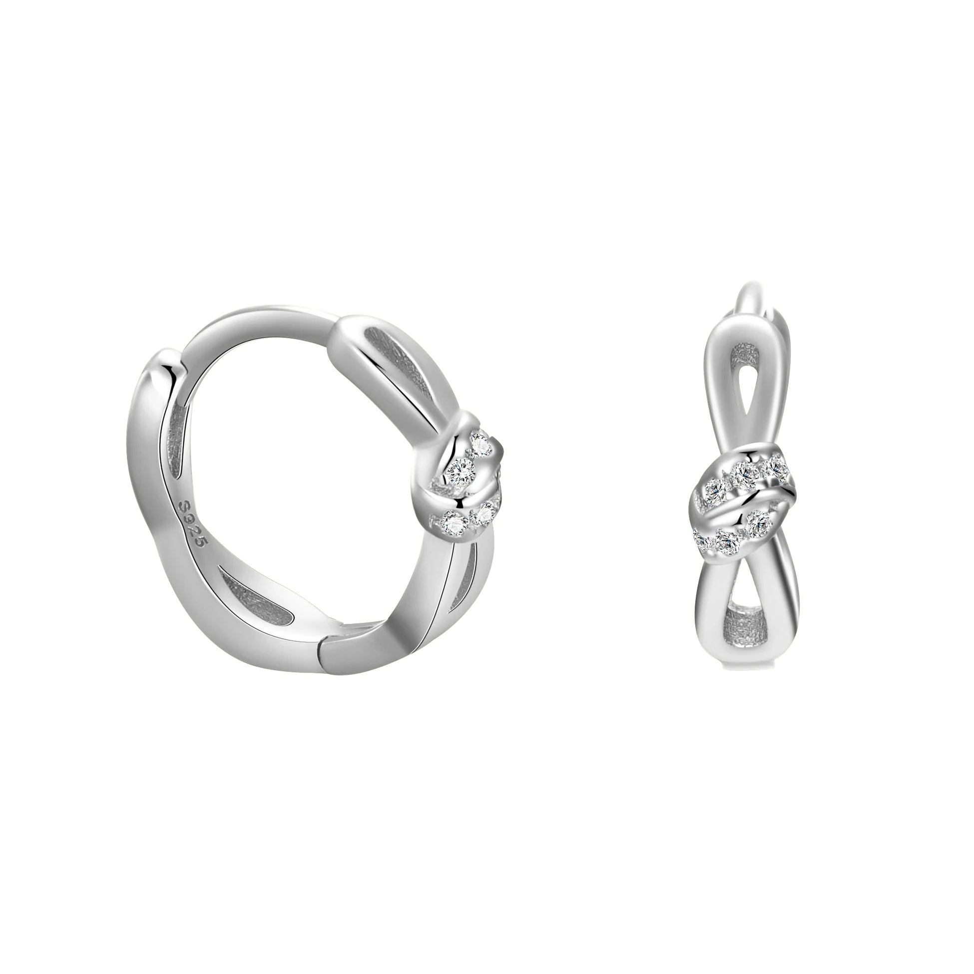 Luxury Designer Earrings Set CZ  Knot Hoops 925 Sterling Silver Bowknot Huggies for Women Girl Fine Jewelry Wholesale Bulk
