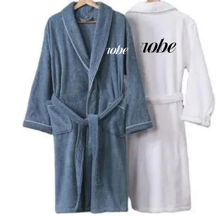 Custom Hotel Bathrobe 100% Cotton Terry Bathrobe with Piping Luxury Cotton Bathrobe