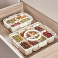 Modern European Design 4 & 8 Compartment Plastic Spice Box with Healthy Preservation for Kitchen Seasoning Storage