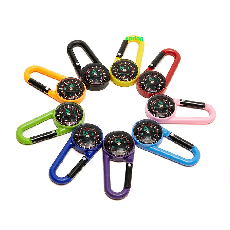 OEM 25L Mini Compass Multifunctional Magnetic Hook for Outdoor Hiking Available Multiple Colors Promotional Keychains Carabiners
