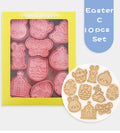 10-Piece Easter Biscuit Mold Cartoon Rabbit & Chicken Resurrection Egg Cookie Baking Molds Plastic Cake Tools