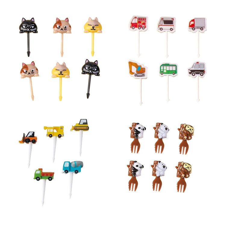 Cute Bento Lunch Box Accessories Food Grade Plastic Fruit Fork  for Kids Bento Food Picks