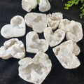 Natural Reiki Raw Specimen Heartz White Agate Geode Druzy Crystal Cluster Heart Decor