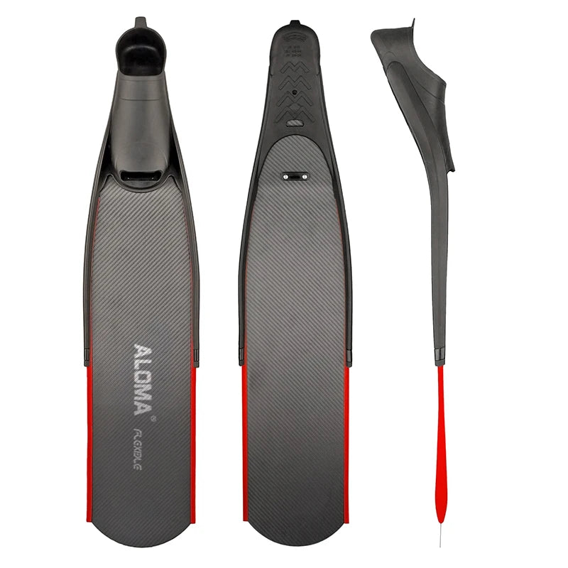 Ultra Long Carbon Fiber Diving Fins for Adults Comfortable Black Snorkeling Freediving Foot Pocket Underwater Features Beach Use