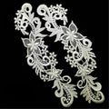 1 Pair Floral Applique Lace Trim Embroidery Sewing Motif DIY Wedding Bridal Craft Accessory