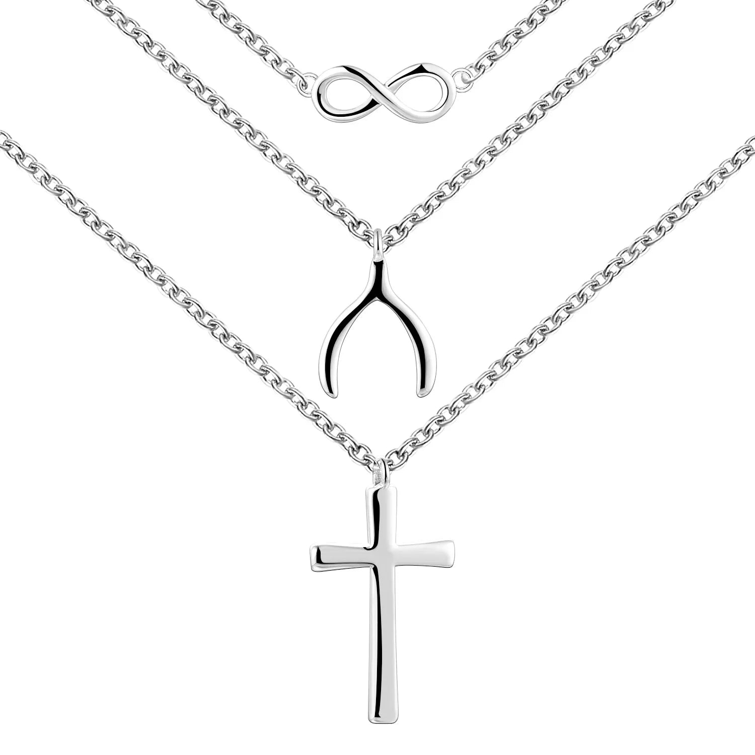 YH JEWELLERY Trendy Design Adjustable Chain 925 Sterling Silver Infinity Cross Necklace