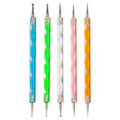 5pcs Point Drill Nail Art Dotting Pen Nail Drill Point Tools Screw Rod Painting Tool Double Silicone Head Carving Dot Nail Pen