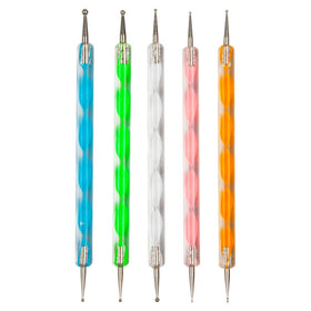 5pcs Point Drill Nail Art Dotting Pen Nail Drill Point Tools Screw Rod Painting Tool Double Silicone Head Carving Dot Nail Pen