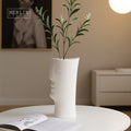 Merlin Living Modern Luxury Nordic Human Face Matte Ceramic Symmetrical Design Art Accessories Home Decor With Tabletop Vase
