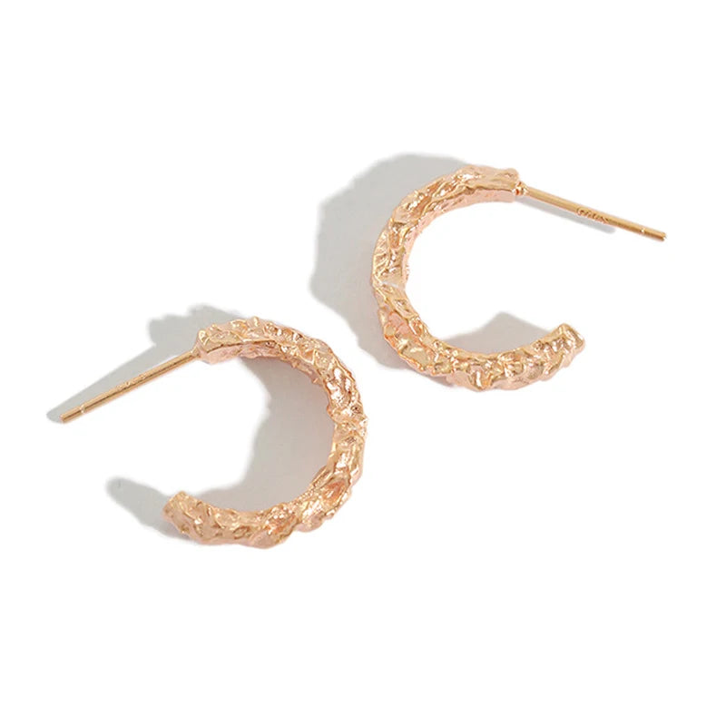 Office Lady Semicircle 925 Sterling Silver Hoop Earrings