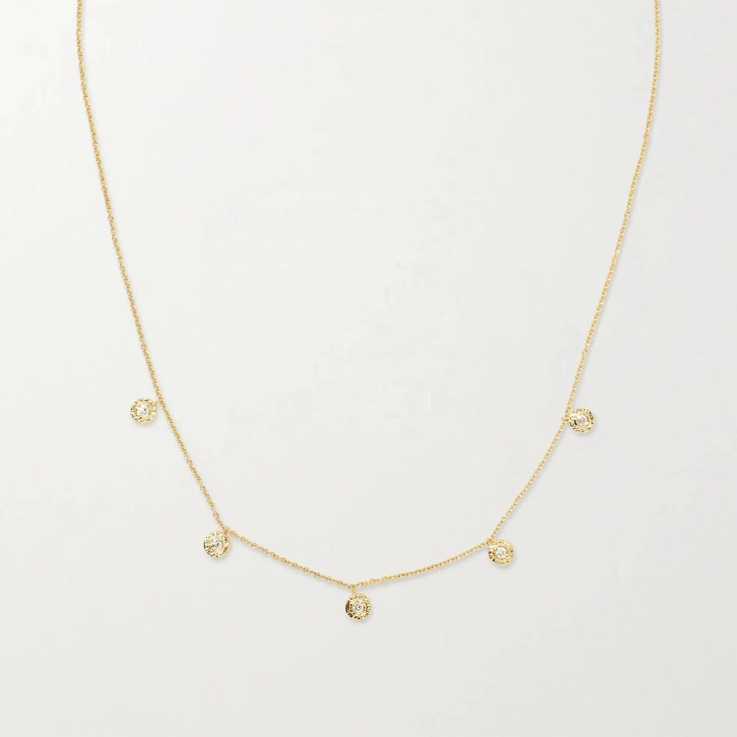 LOZRUNVE 18k Gold Plated Mini Crushed Hammered Disc Charm Necklace Choker 925 Sterling Silver