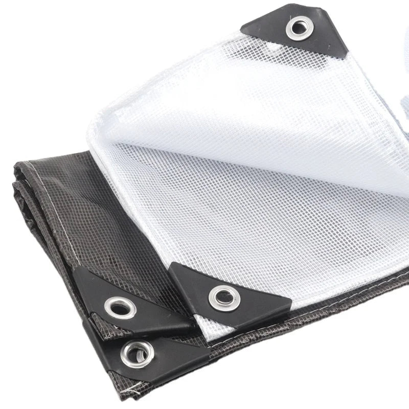 200gsm White With Grid  PVC Coated Canvas Tarpaulin Waterproof Tarp Balcony UV Rain Cover Tend Truck Tarpaulins
