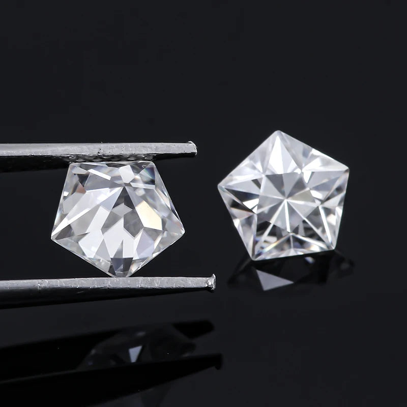 Wholesale Pentagram Cut VVS1 Clarity D Color 1 Carat Loose Moissanite with Color Play 9.25 Mohs Hardness for DIY Jewelry Making