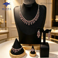 MEIZI JEWELRY Silver/Gold Plated 4-Piece Handmade Jewelry Set Red Zircon Guangdong Bridal Wedding Party Daily Wear Low MOQ