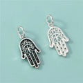 10mm Retro Design 925 Sterling Silver Jewelry Cutout Fatima Hand Hamsa Eye Pendant for Necklace Making