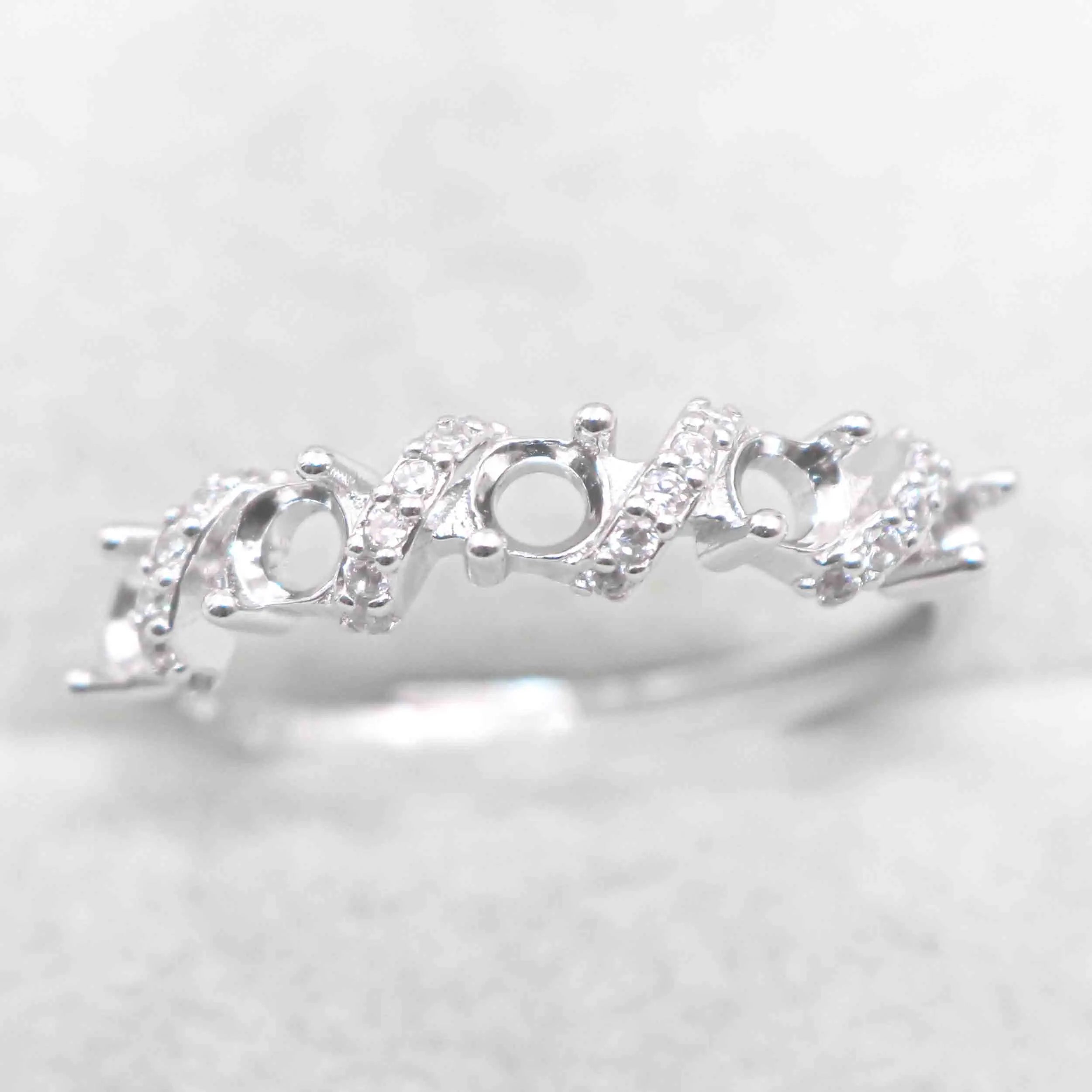 Sterling Silver 3*3mm Semi Mount Ring Empty Frame Blank Support Claw Setting S925 Base Holder Without Center Stone for Inlay DIY