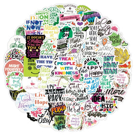 100pcs Motivational Words Graffiti PVC Vinyl Teacher Sticker Packs for Laptop Stationery Skateboard Bottle Guitar Bike Luggage