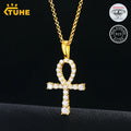 Trendy Shinning Hip Hop Jewelry Iced Out Moissanite Sterling Silver Miami Diamond Ankh Cross Pendant