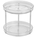 2 Tier Clear Lazy Susan Turntable Rotating Spice Rack Organizer Kitchen for Counter Top Storage