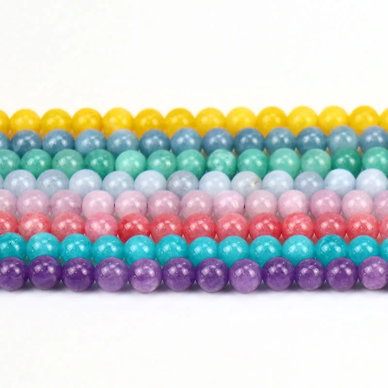 New Arrival Dyed Smooth Natural Jade Gemstone Beads Loose Stone Aquamarine Rhodochrosite Burma for DIY Bracelets Making
