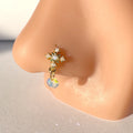 Women's Custom Cross-Shaped CZ Nose Cuff Fashionable Shiny Copper Nose Ring with Zircon Non-Piercing Jewelry for Gift