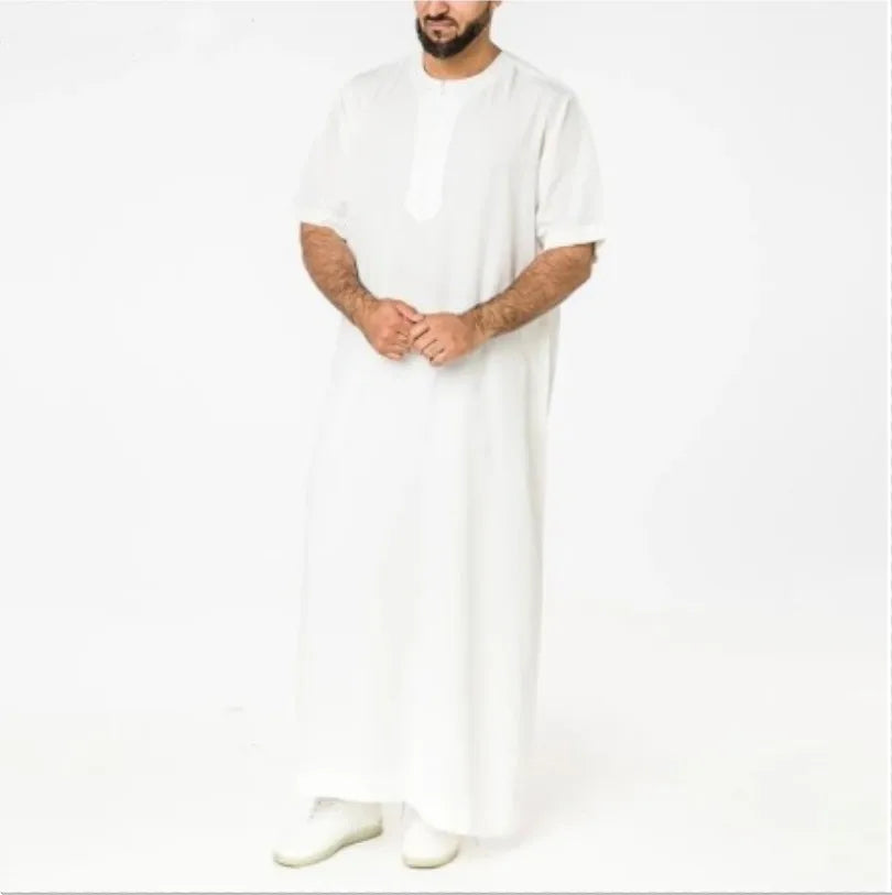 Abaya Man Muslim Fashion Arabic Solid Color Muslim Dresses Saudi Abaya Men Islamic Clothing