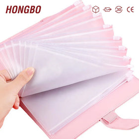 FB TK Hot Selling 12pcs Binder Pockets A6 Size 6 Holes Binder Zipper Folders for 6-Ring Notebook Binder Loose Leaf Bags
