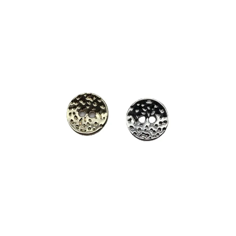 11.5mm Bumpy Two Eyes Alloy Round Sewing on Garment Buttons Fashion Suit Shirt Cardigan Sweater Decorative Electroplated Button