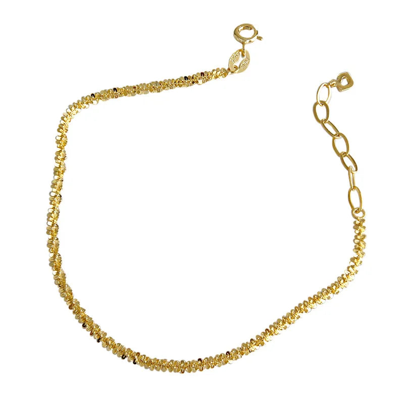 VIANRLA Sparkle Glitter Margarita Twisted Rock Chain Bracelet 2.2mm Gold Chain Bracelet