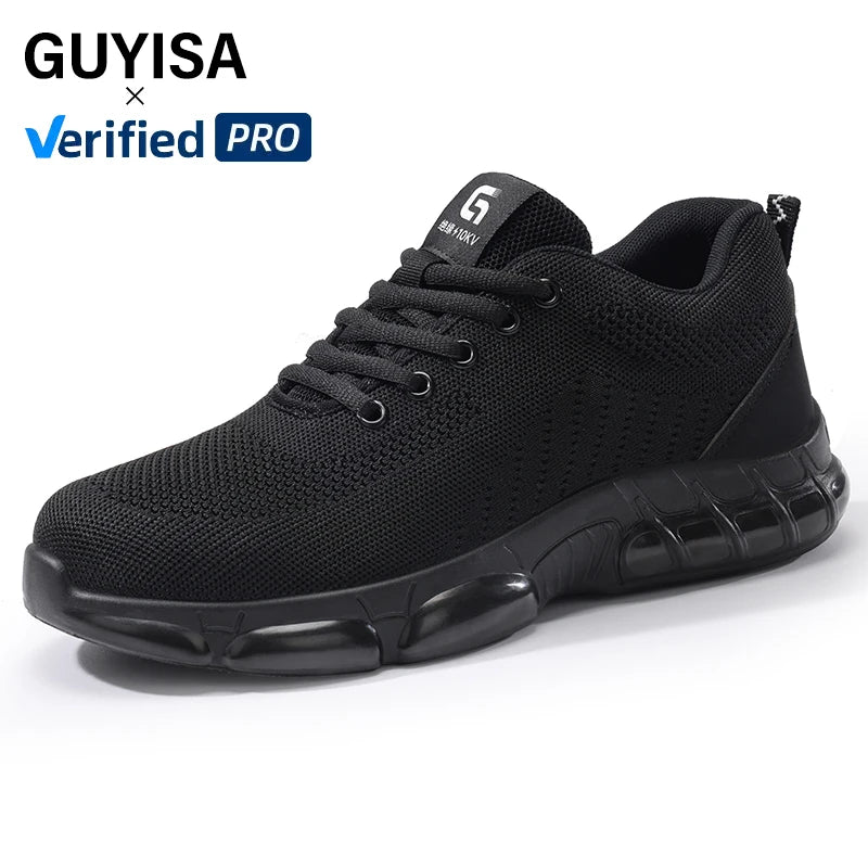 GUYISA New Black Anti - Smash Anti - Puncture Insulation 10kv European Standard Steel Toe Cap Safety Shoes