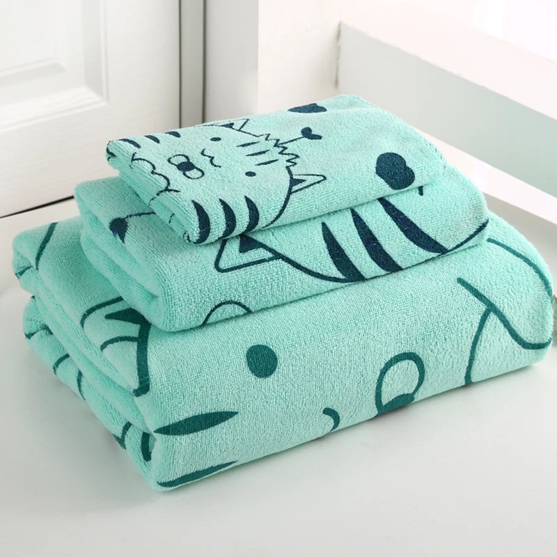 RTS Factory Wholesale 3 Pieces/set Microfiber Soft Absorbent Cheap Price Hand Face Bath Cartoon Towel Set