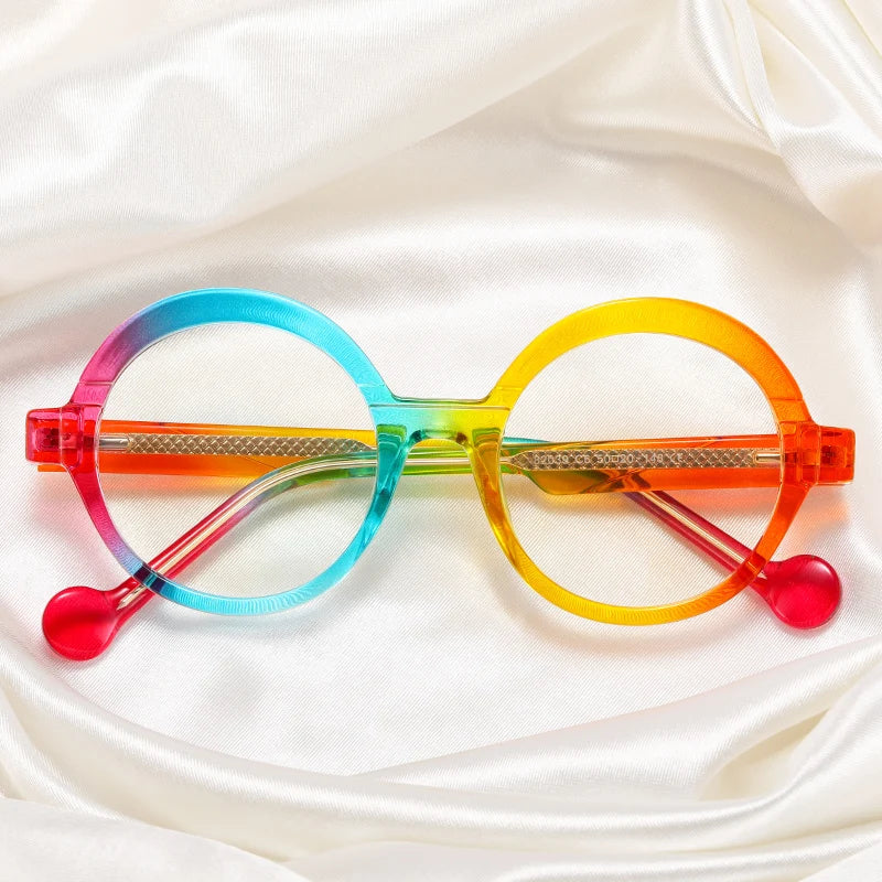 82039 New Fashion Gradient Round Optical Anti-blue Glasses Women Vintage Summer Rainbow Eyeglasses Female Spectacles Glasses