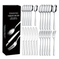 Stainless Steel 24pcs Wedding Elegant Western Silverware Fork and Spoon 6 Flatware People Luxury Black Gold Silver Cutlery Set
