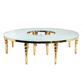 Stainless Steel Marble Half Moon Modern Dining Wedding Table Tempered Glass Hotels Apartments Restaurants Home Bars