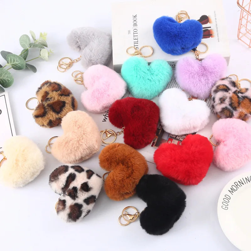 Hot Sell Cheer Heart Key Chain Fluffy Keychain Pompom Tassel Pompom Ball Pom Pom Keychain