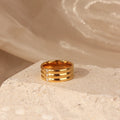 Chris April Fashion Jewelry 316L Stainless Steel PVD 18K Gold Plated Retro Irregular Finger Rings