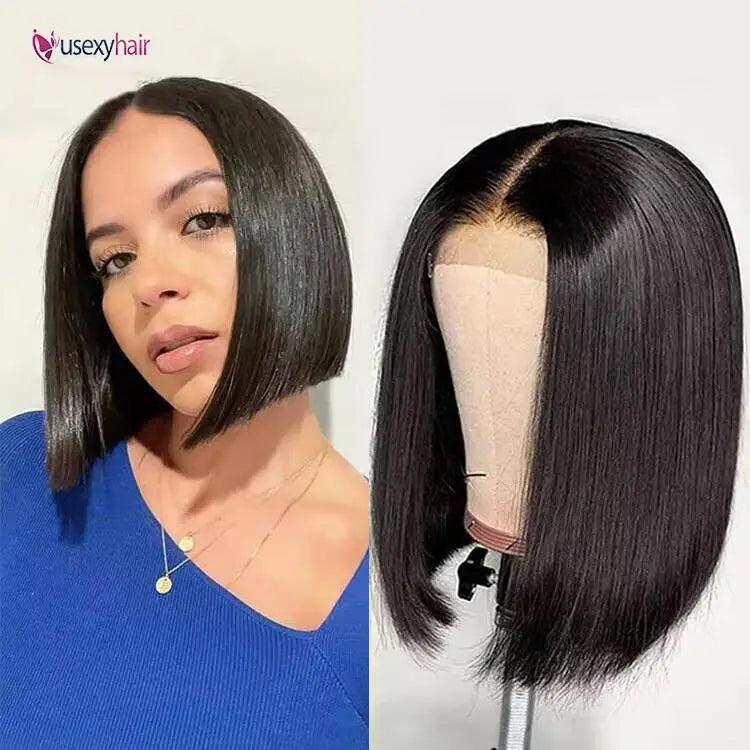Top Grade Lace Wavy Cheap Short Bob Wig10-12 Inch Brazilian Hair Lace Front WigVirgin Remy 100%Unprocessed Real Human Hair Wig