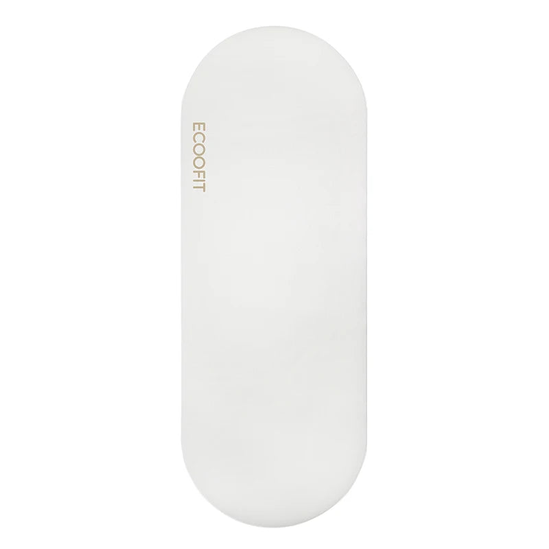 Cream White Beige Nude Eco Friendly Vegan Custom Laser Logo PU Rubber Non Slip Round End Oval Capsule Shape Arch Curve Yoga Mat