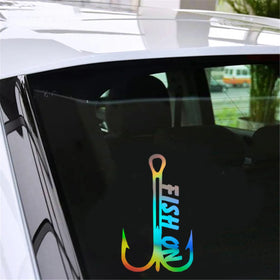 Fishing Hook Fish on Sticker Car Window Door Bumper Truck Novelty Vinyl Decal Sticker Gift Die Cut Decals Latop Window Glass