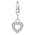 Handmade 925 Sterling Silver CZ Design Heart Dangle Charm for DIY Bracelet & Necklace Jewelry Making