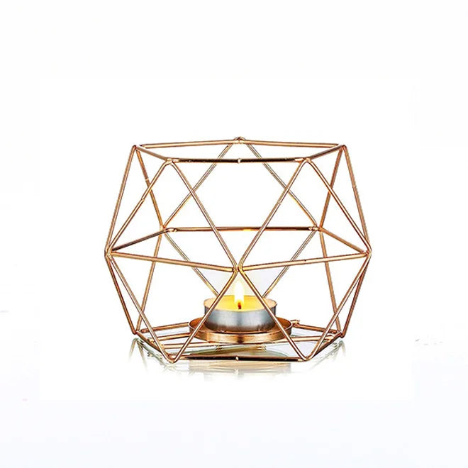 NEW Geometric Tealight Candle Holders Wedding Reception Decor for Table Centerpiece Metal Iron Wire Tea Light Candlestick Holder