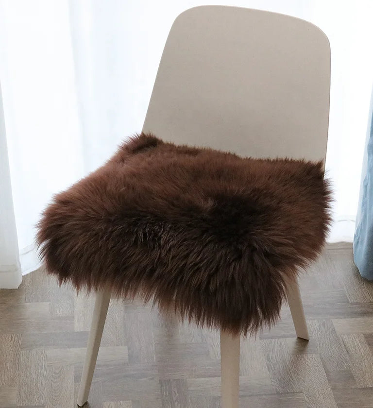 Luxury Australian Sheepskin Fluffy Car Seat Cushion 0.8KG Natural Pure Sheepskin Quilted Technique Lumbar Support Grade