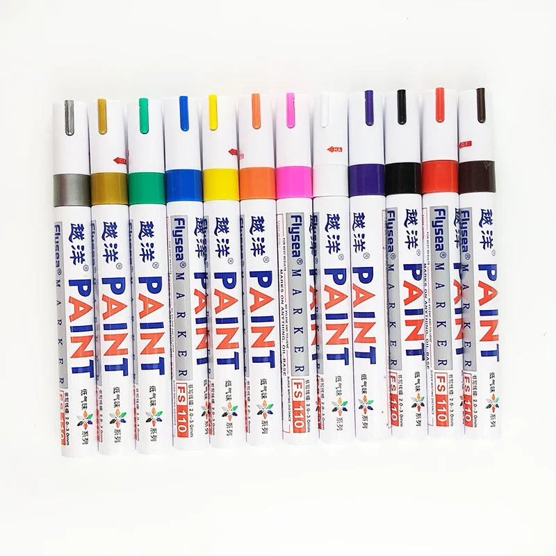 Flysea 3mm Paint Markers 12 Various Colors Permanent Ink for Porcelain Ceramic Fabric Paper